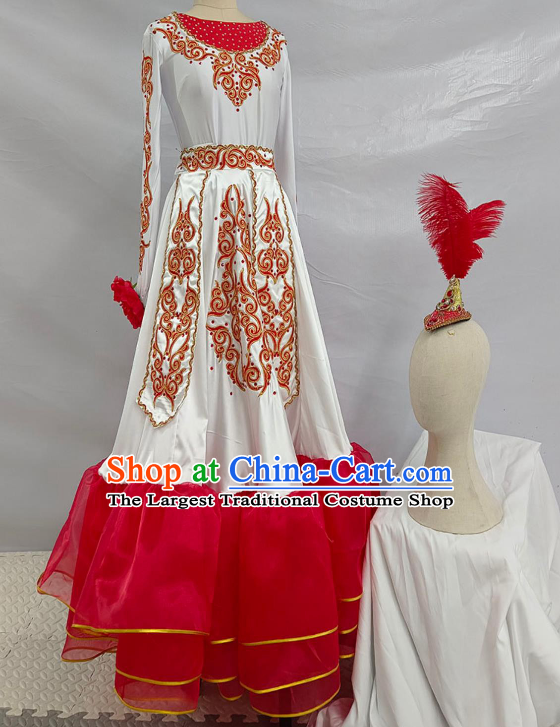 Chinese National Dance Costume Kazak Nationality Dance Dress Taoli Cup Competition Clothing
