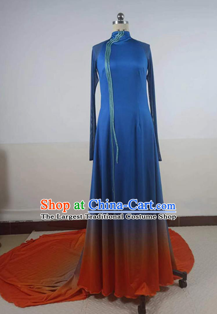 Chinese Taoli Cup Dance Competition Clothing Classical Ballet Dance Costume Women Group Dance Blue Dress