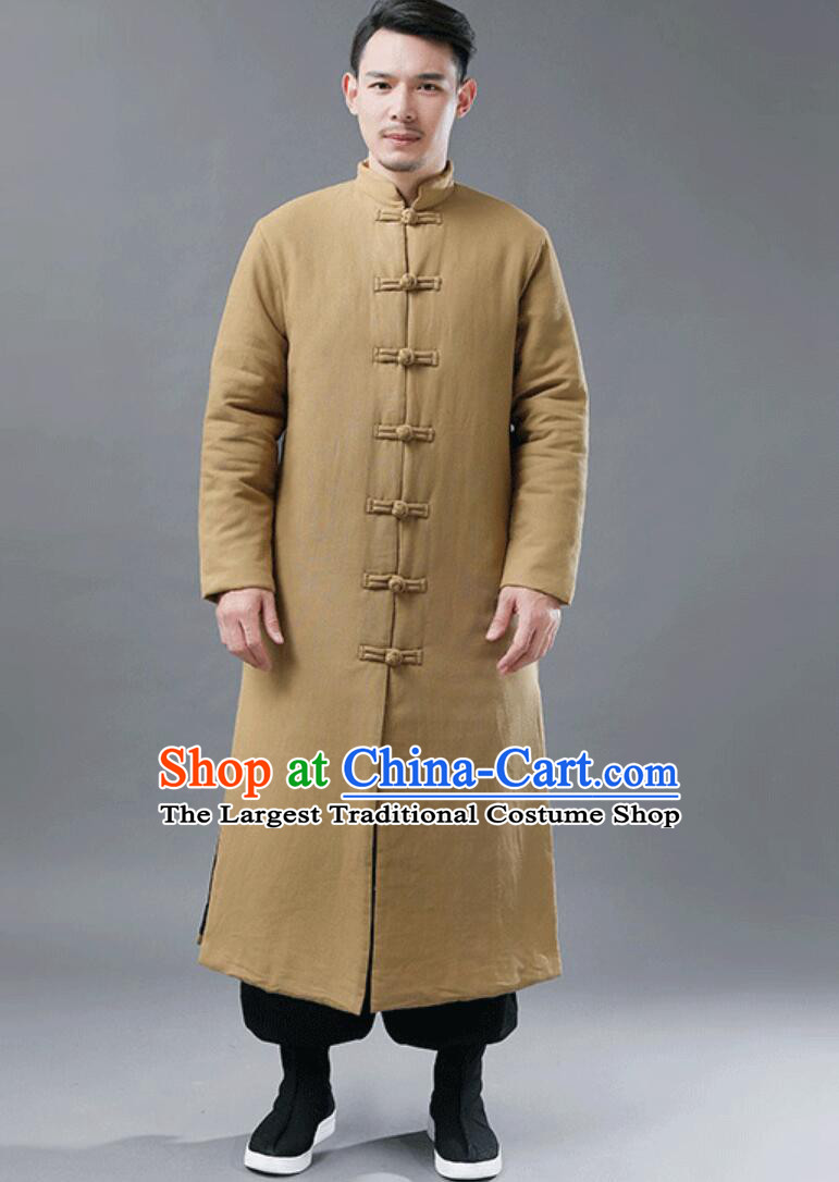 Chinese Tang Suit Cotton Padded Coat Traditional National Costume Winter Ginger Greatcoat