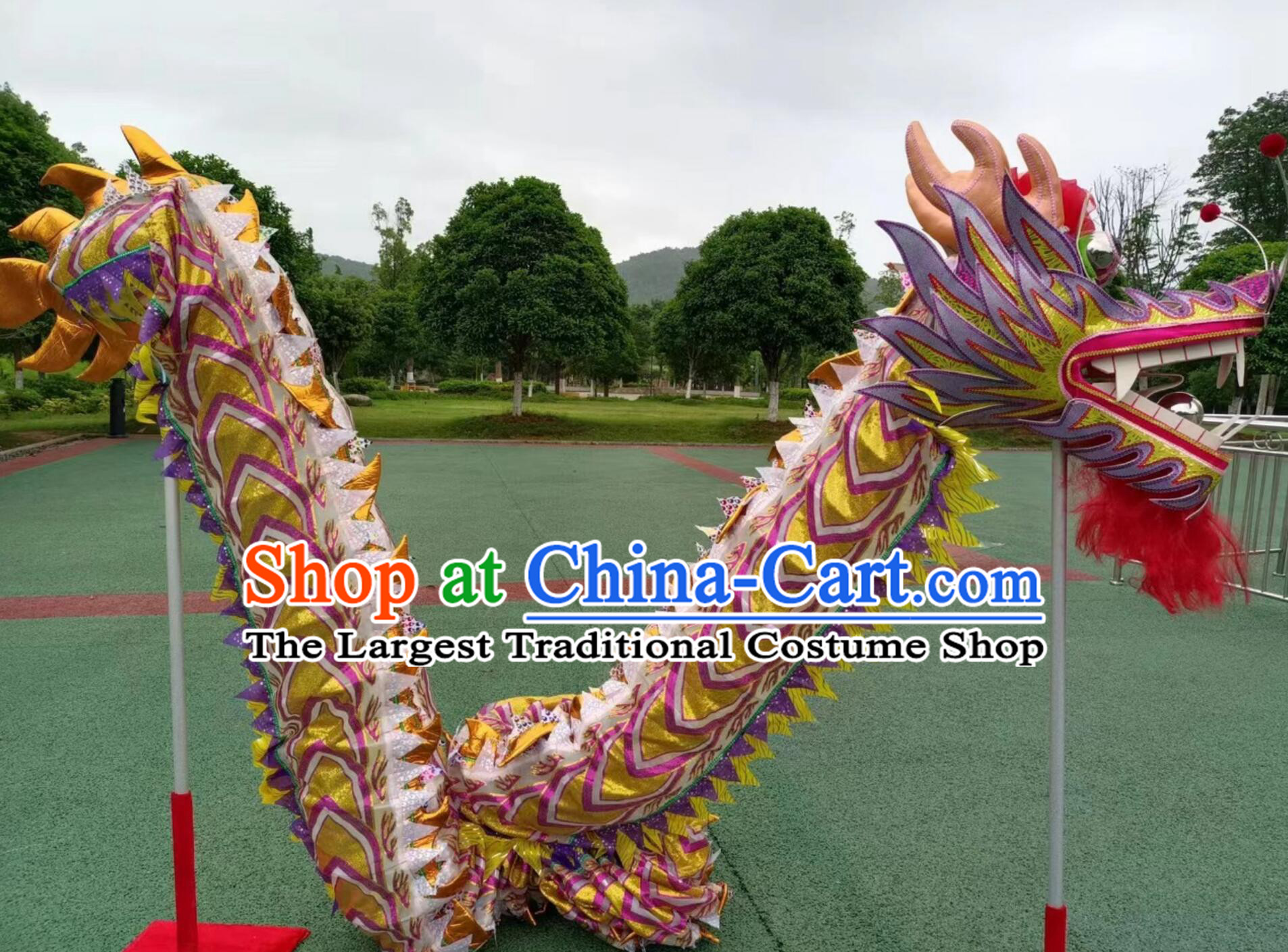 New Year Parade Dragon Dance Costume Handmade Purple Dragon Dance Equipment Chinese Traditional Net Dragon Dancing Props