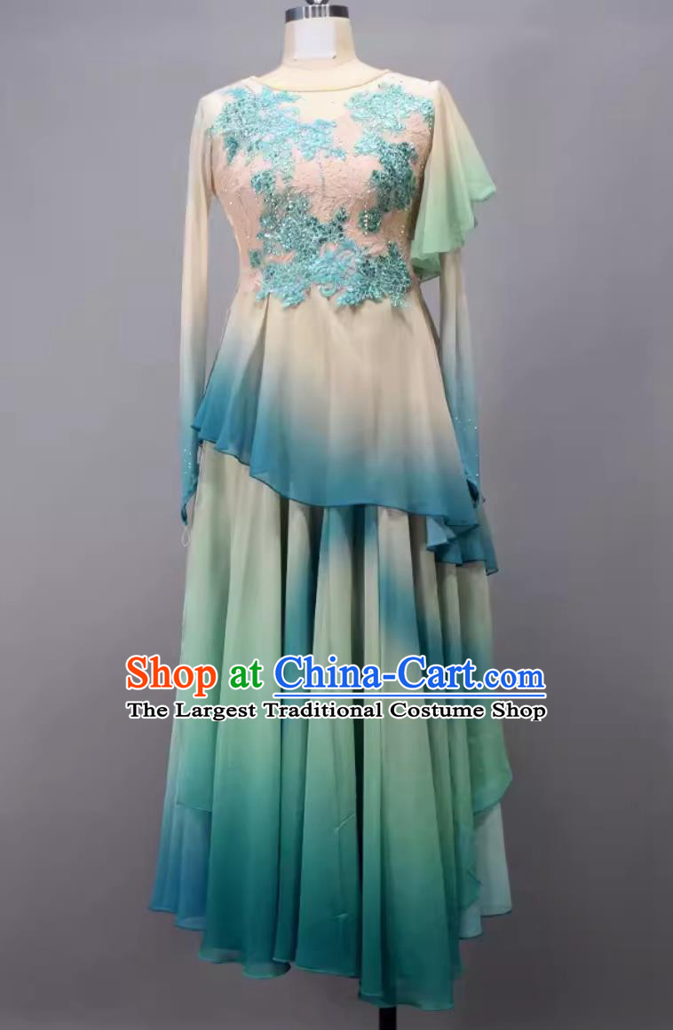 China Dance Competition Green Dress Zui Qing Bo Woman Solo Dance Costume Chinese Classical Dance Clothing