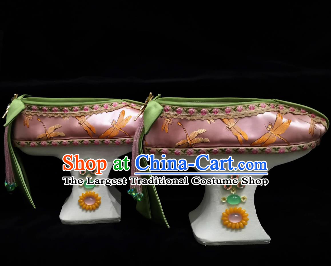 Handmade Traditional Qing Dynasty Palace Princess Platform Shoes Ruyi Royal Love in the Palace Ancient Chinese Empress Pink Shoes