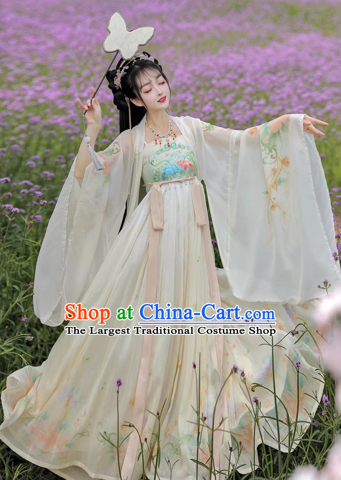 Chinese Tang Dynasty Young Lady Costume Ancient China Palace Princess Clothing Traditional Beige Hanfu Hezi Dress