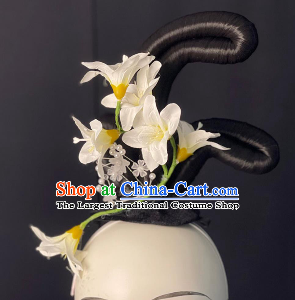 Handmade Hanfu Dance Wig Chignon Zui Qing Bo Tang Dance Hair Jewelries Chinese Classical Dance Headpieces