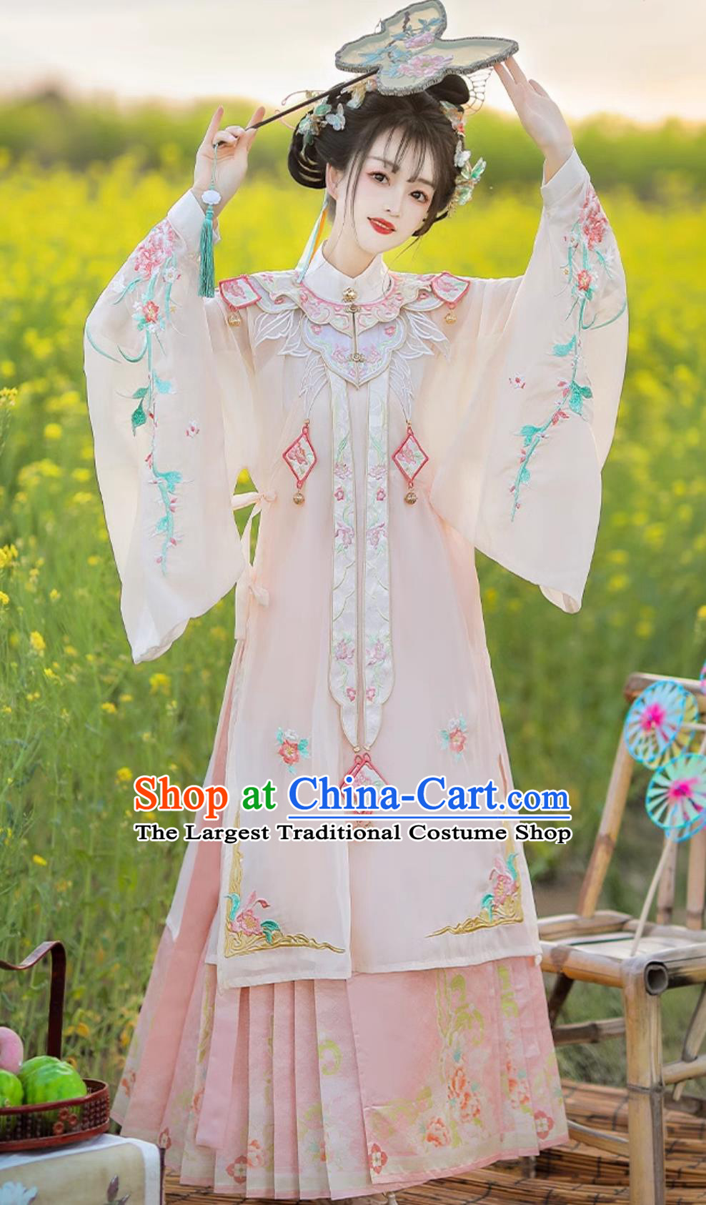 Chinese Traditional Pink Hanfu Dress Ming Dynasty Palace Princess Costume Ancient China Young Woman Clothing