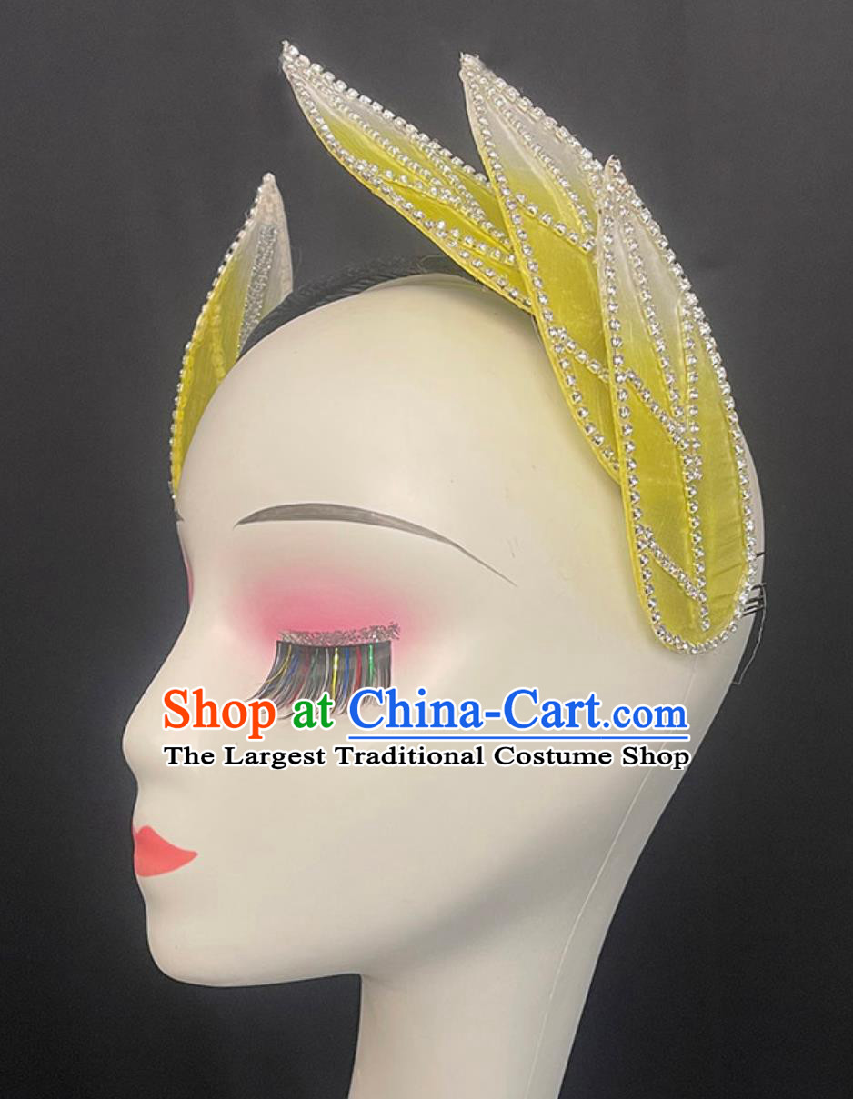 Chinese Modern Dance Group Dance Yellow Leaf Headwear Handmade Spring Festival Gala Opening Dance Headpiece