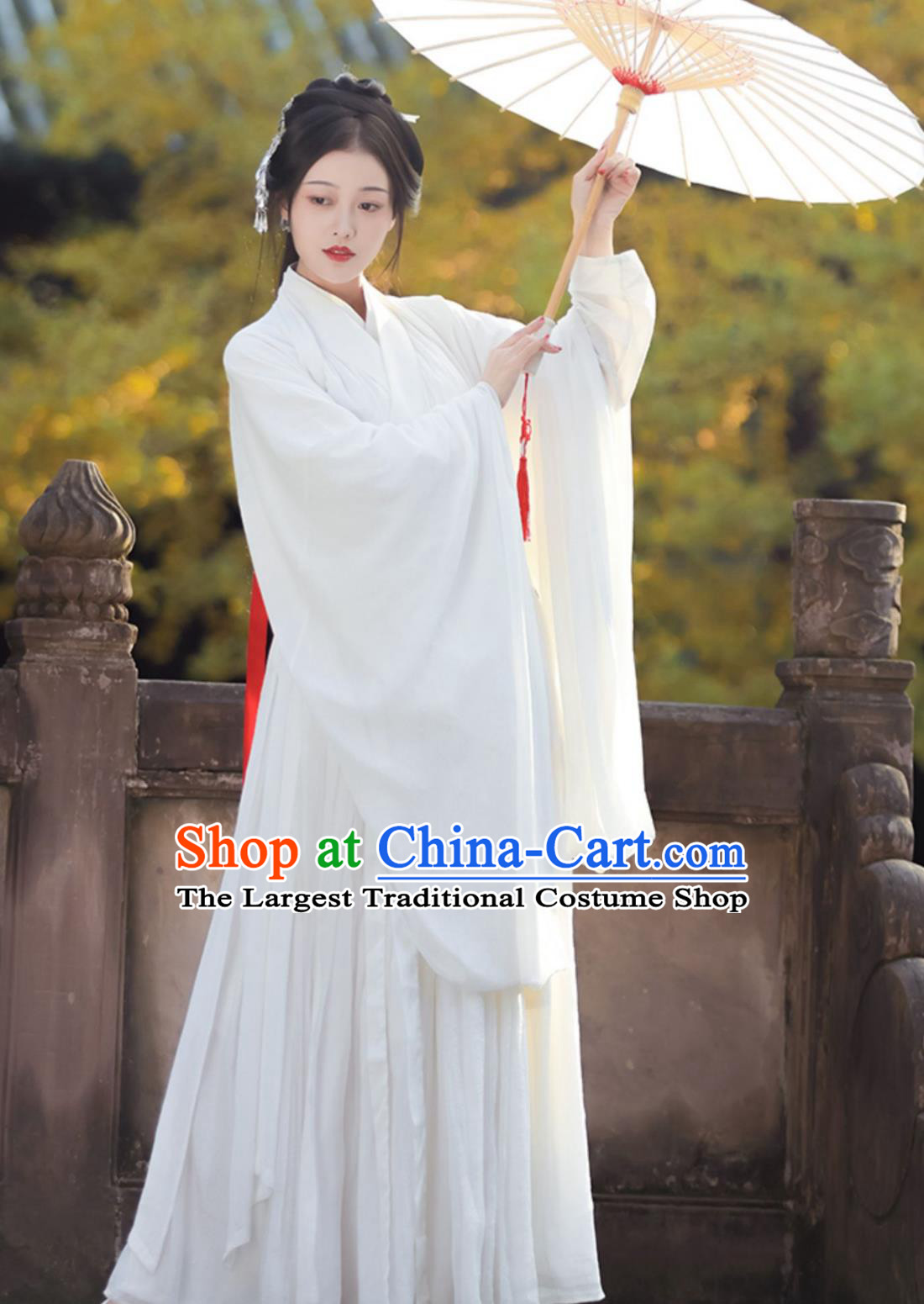 Chinese Traditional White Hanfu Dress Ancient China Fairy Costume Jin Dynasty Princess Clothing Complete Set
