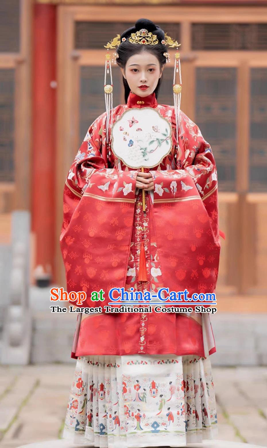 Chinese Ming Dynasty Empress Clothing Traditional White Hanfu Blouse and Mamian Skirt Ancient China Court Woman Costume Complete Set