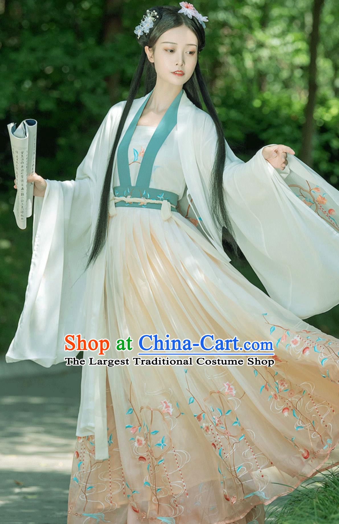 Chinese Traditional Hanfu Dress Song Dynasty Young Woman Clothing Ancient China Embroidered Costumes Complete Set