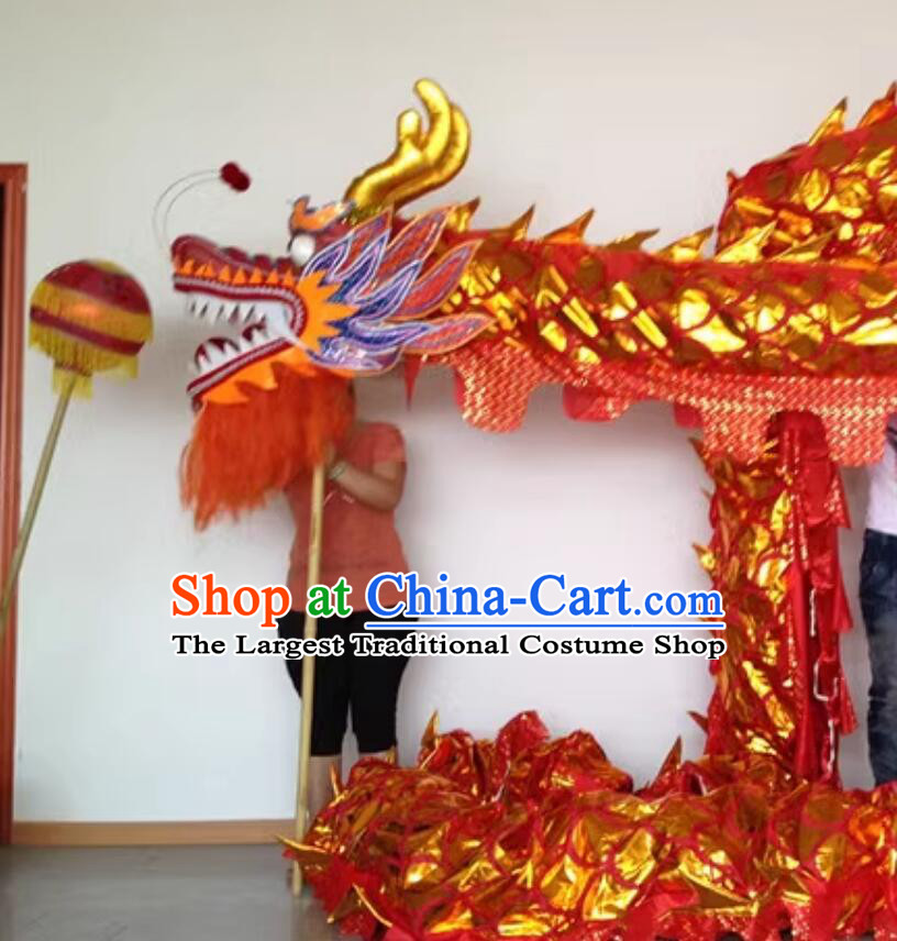 Handmade Chinese New Year Performance Gold Stamping Dragon Dance Costumes Complete Set for Three People