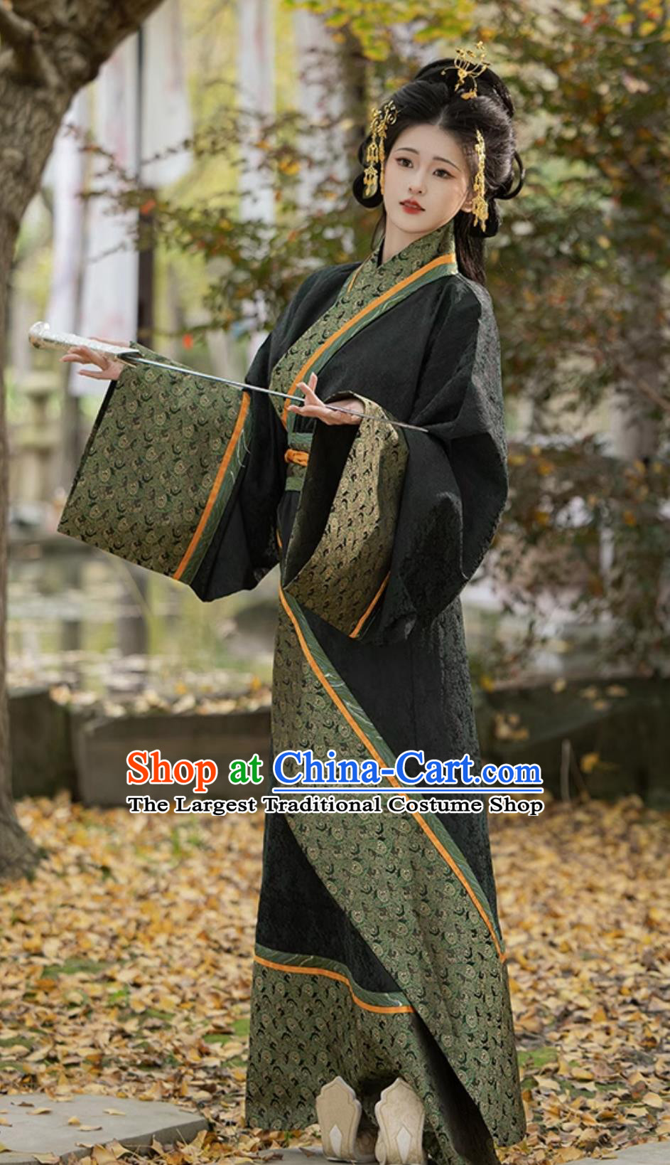 Chinese Warring States Robe Traditional Black Hanfu Dress Ancient China Royal Princess Costume