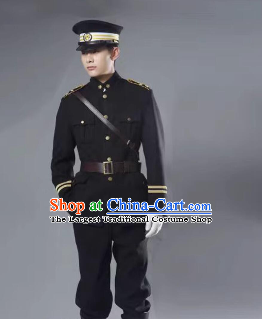 Northern Warlords Military Uniform the Republic of China Army Costume Cosplay Black Suit
