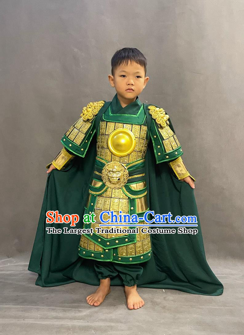 Romance of the Three Kingdoms Guan Yu Clothing Ancient China General Armor Chinese Handsome Three Kingdoms Period Gwan Gong Costume for Kids
