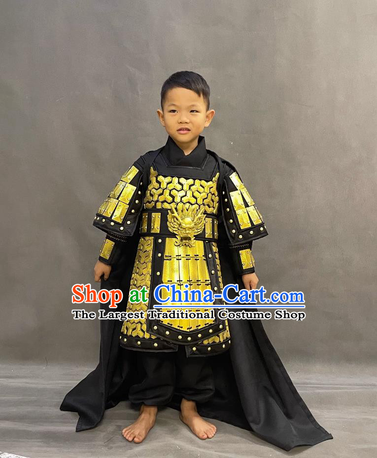 Ancient China General Armor Traditional Armour Chinese Qin Dynasty Warrior Costume for Kids