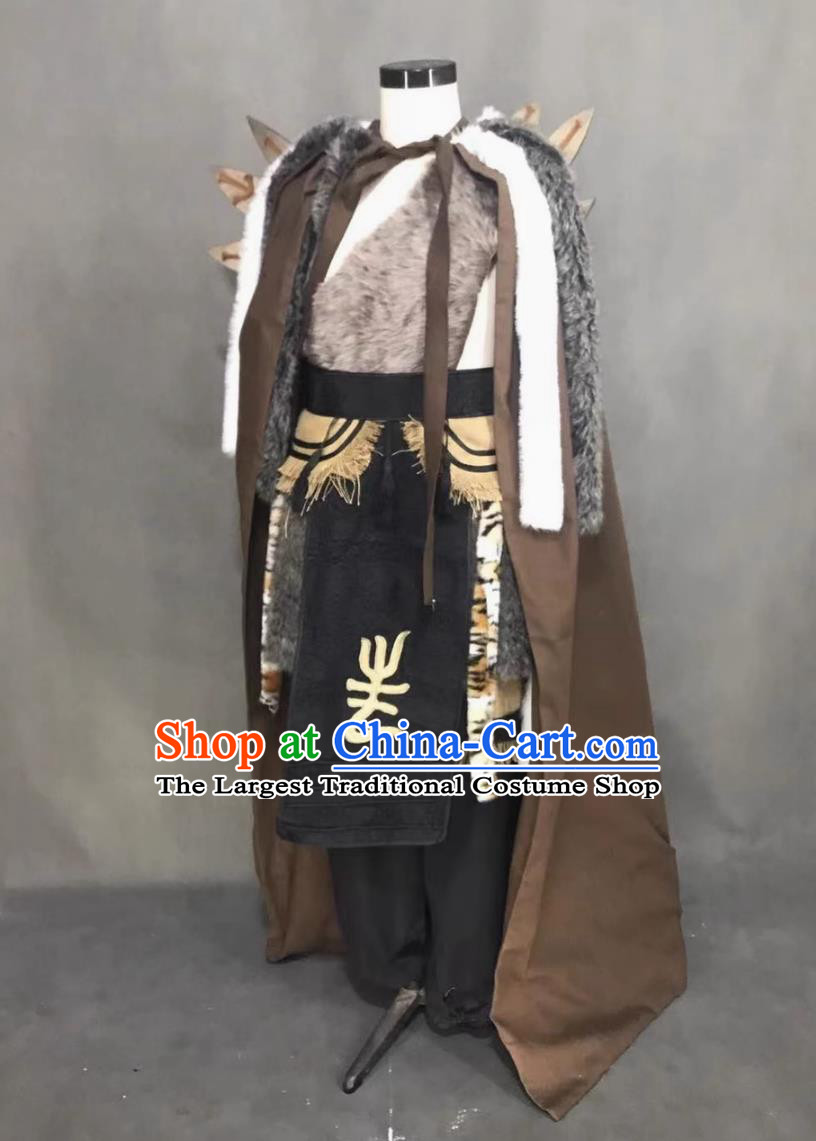 Traditional Chinese Hanfu Cosplay Tribal Chief Chi You Costume Ancient China Swordsman Clothing