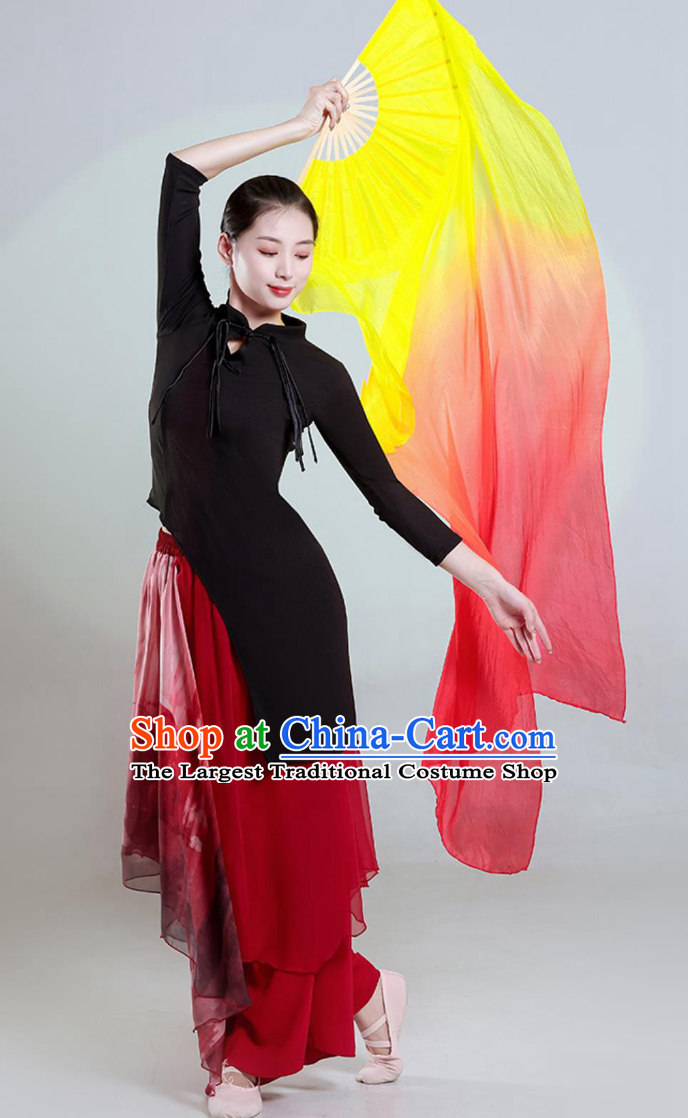 Women Group Dance Clothing Fan Dance Stage Performance Black Qipao Dress Chinese Classical Dance Costume