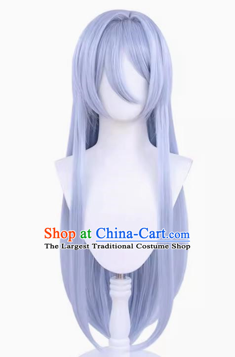 Ye Xuan Cos Wig Painted Traveler In Time and Space Light Silver Gray Blue Fluffy Side Parted Face Long Hair