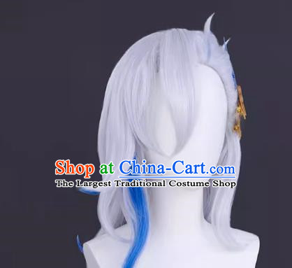 Original Fontaine God Cos Navilet Cosplay Wig With Highlighted Reversed Long Fake Hair