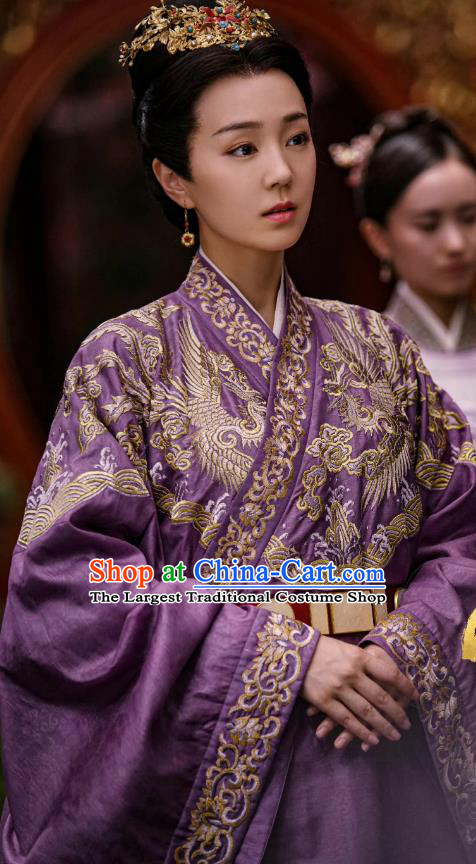TV Series The Imperial Age Concubine Lv Costumes Chinese Ming Dynasty Empress Purple Dresses Ancient Court Woman Clothing