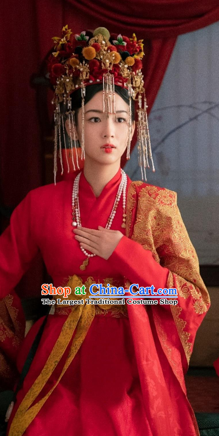 Chinese Song Dynasty Bride Hanfu Clothing TV Series Scent Of Time Ancient Mistress Hua Qian Wedding Dress