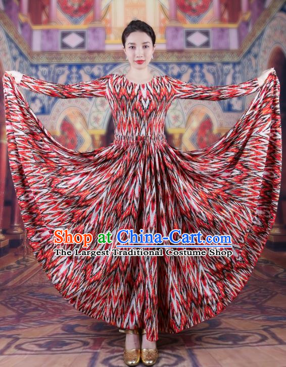 China Xinjiang Adelaide Suit Performance Costume Women China Xinjiang Dance Costume Red Two Piece Set