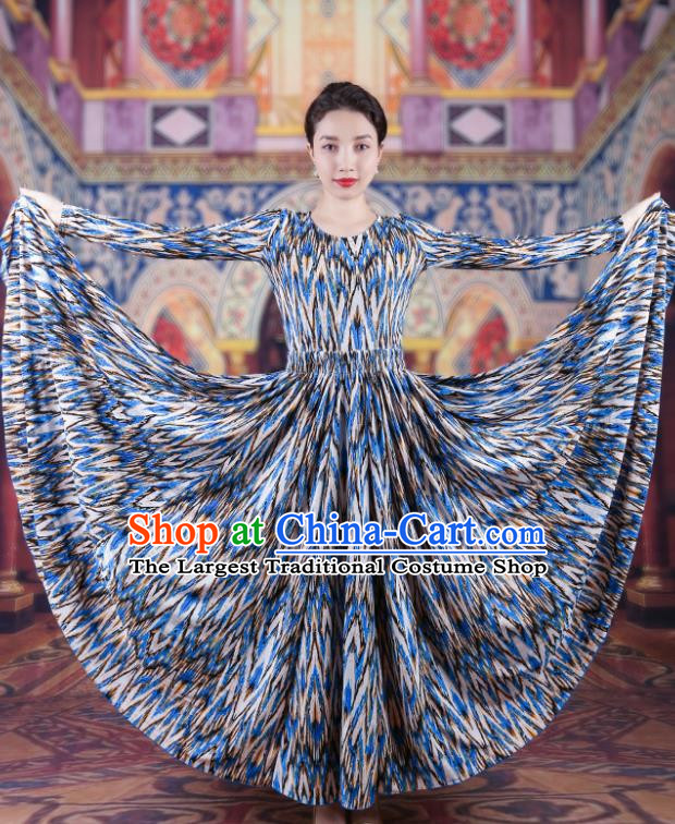 China Xinjiang Adelaide Suit Performance Costume Women China Xinjiang Dance Costume Blue Two Piece Set