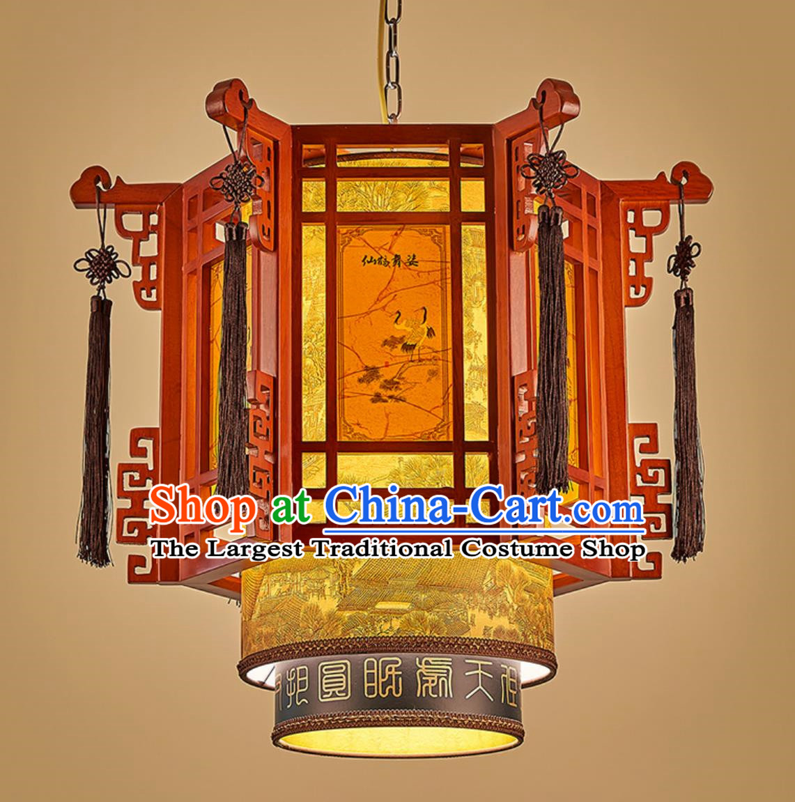 24 Inches Diameter Chinese Antique Lantern Retro Chandelier Solid Wood Sheepskin Lamp Garden Lamp Chinese Style