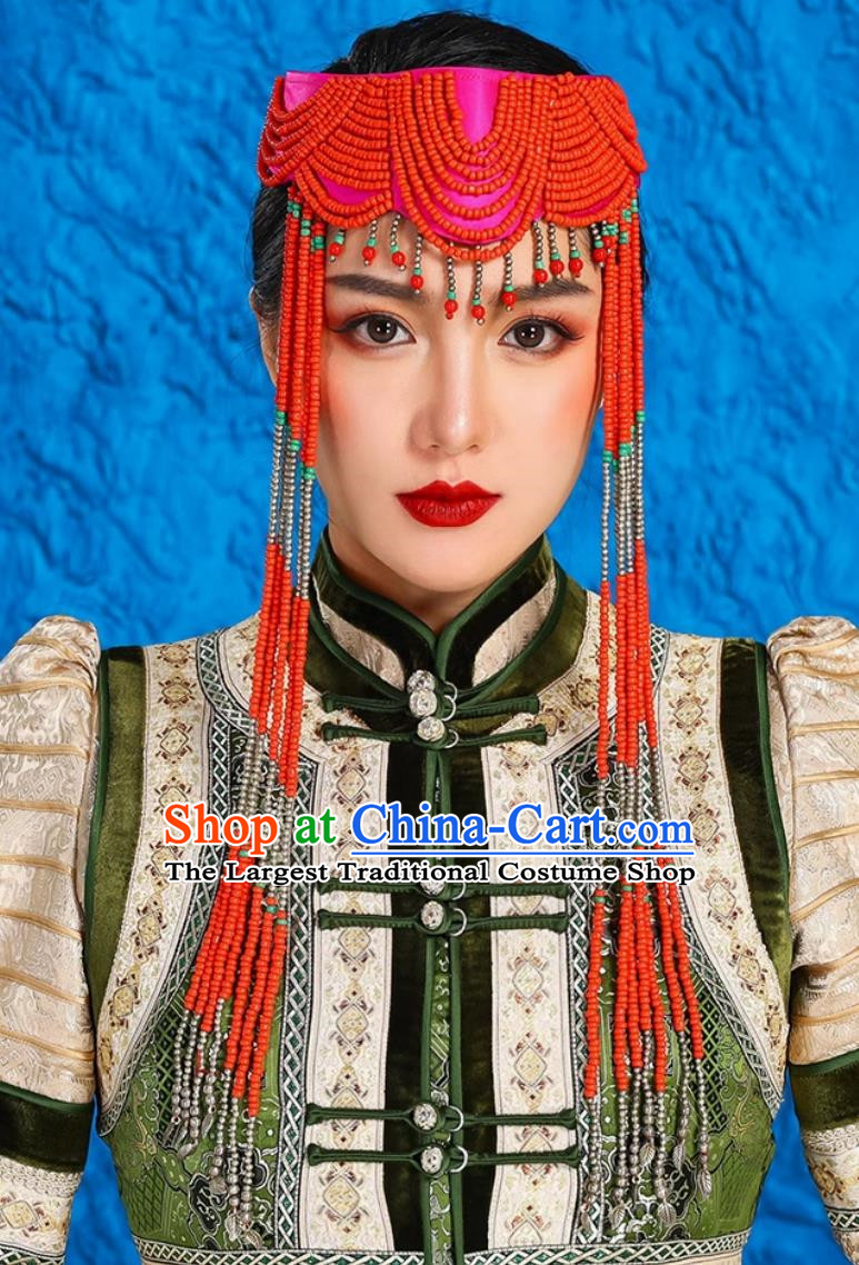Mongolian Dance Performance Ladies Headwear Ethnic Minority Bride Forehead Ornaments Forehead Pendant
