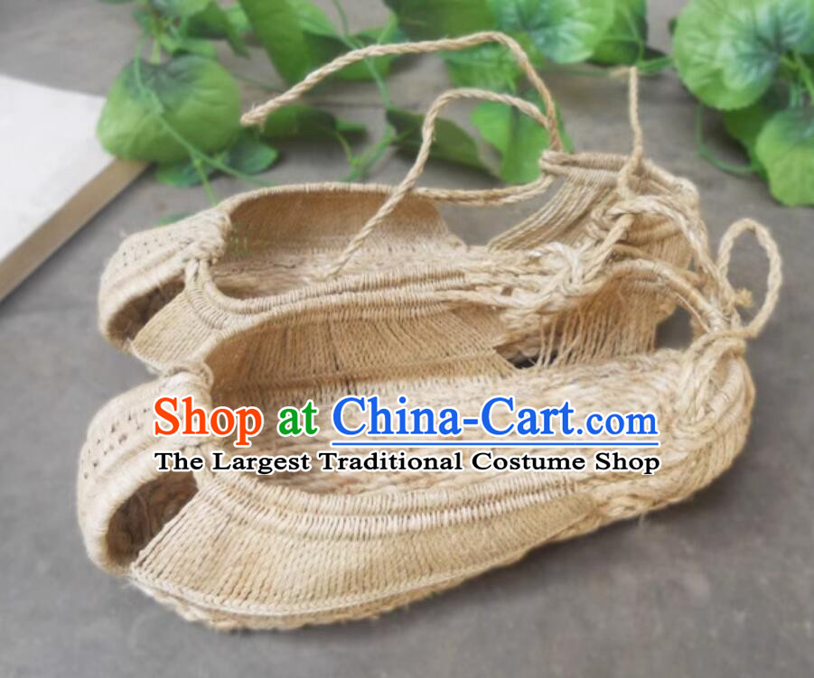 Traditional Rattan Straw Shoes Handmade Monk Hemp Shoes