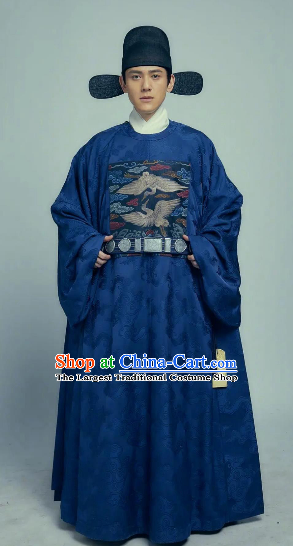China Ming Dynasty Official Garment Costumes Ancient Hanfu Clothing TV Series Song of Youth Childe Sun Shi Jie Blue Robes