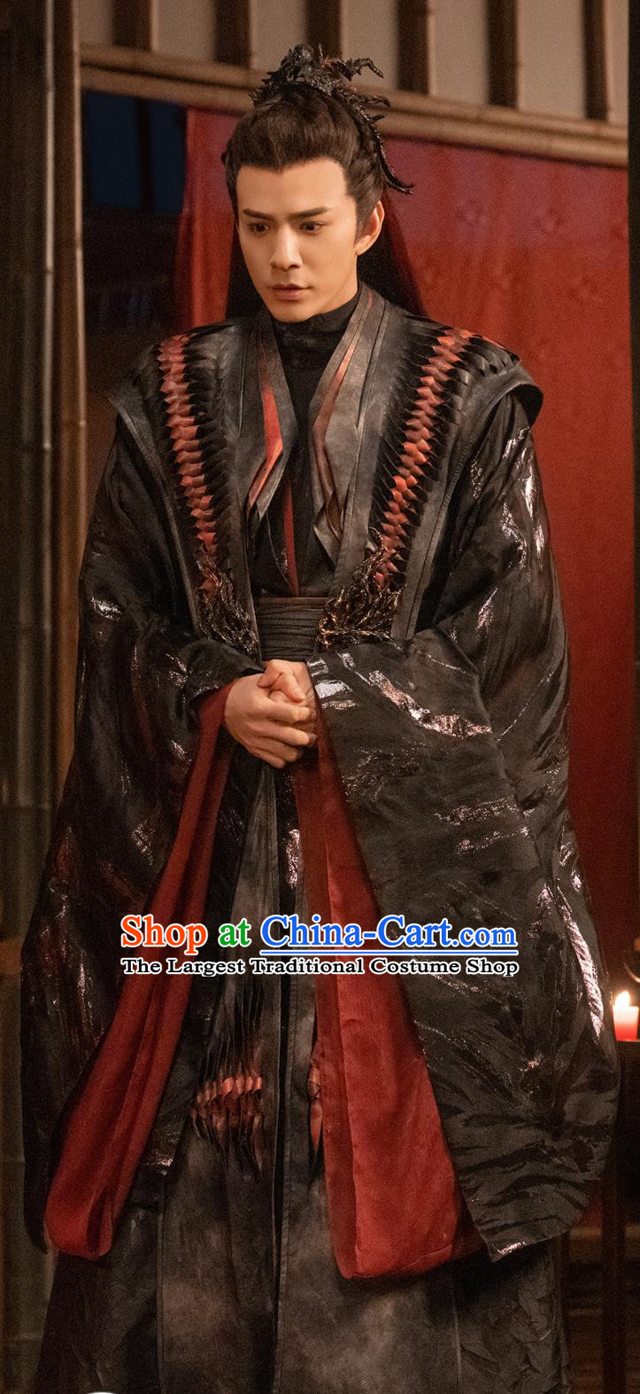 China Costume Drama Love You Seven Times Moro Custodian Jin Lian Clothing Ancient Swordsman Lord Black Garments