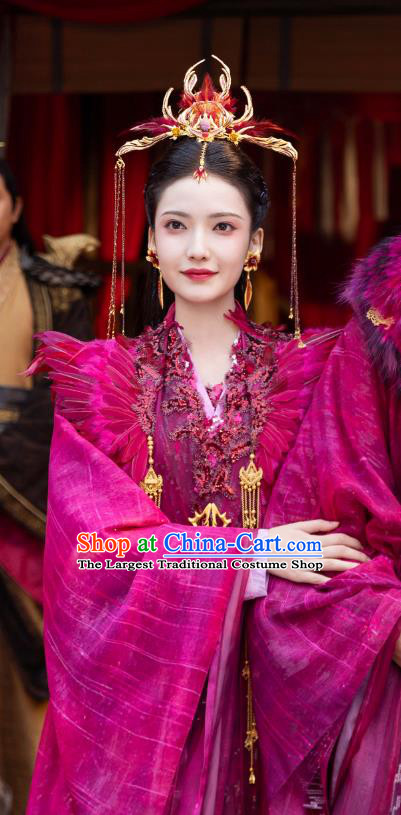 Chinese Ancient Fairy Princess Clothing 2024 Xian Xia TV Series The Last Immortal Goddess Yan Shuang Rosy Dress