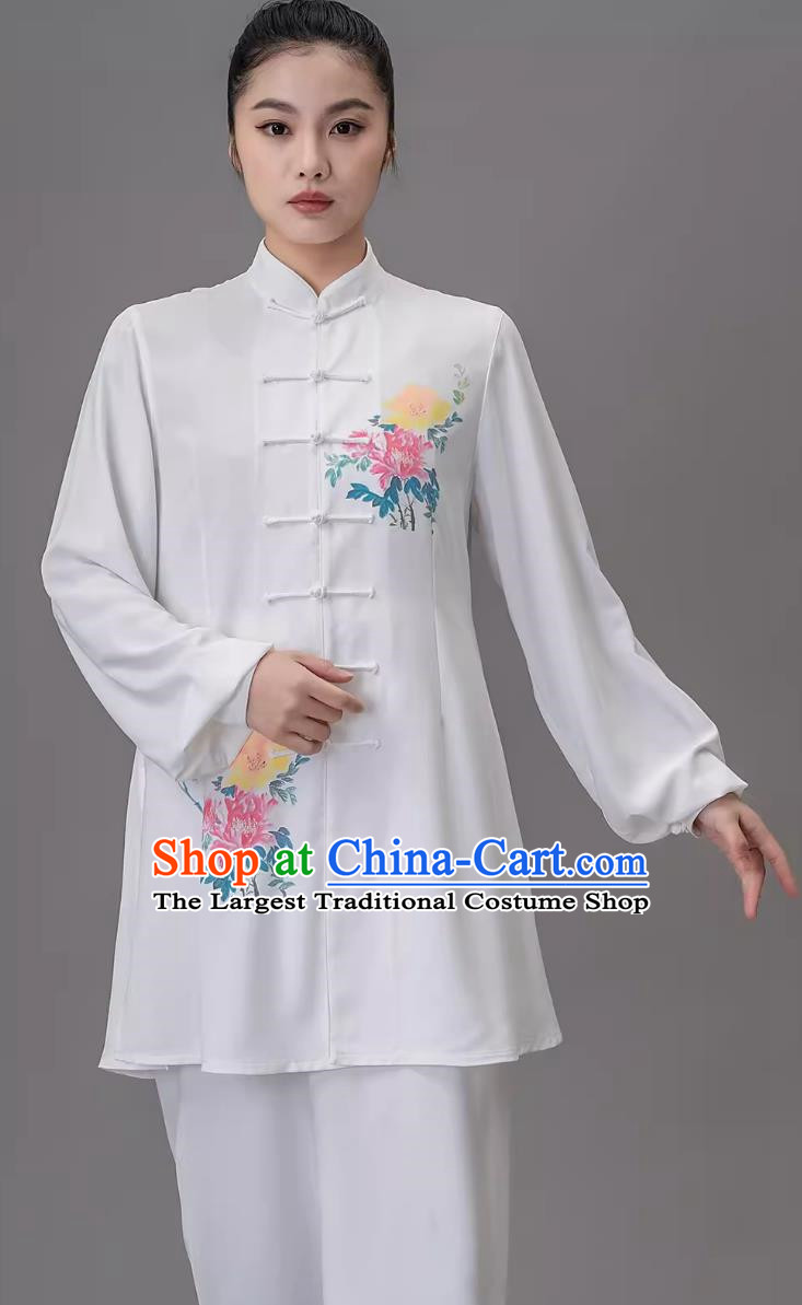 Tai Chi Painted Peony Competition Clothes And Qigong Performance Suit