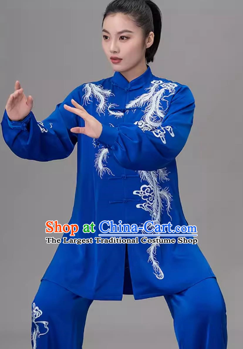 Embroidered Tai Chi Suit Practice Suit Sapphire Blue Baduanjin Performance Uniform