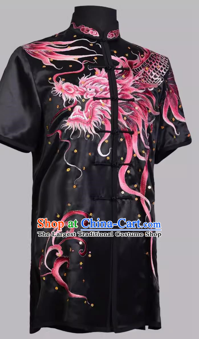 Martial Arts Suit Silk High End Embroidery Performance Suit Mulberry Silk Heavy Industry Embroidery Competition Training Suit