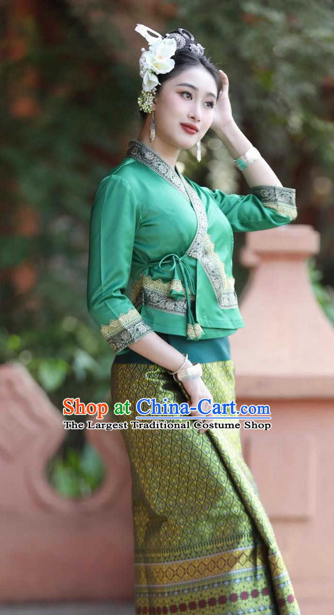 Dai Ethnic Costume Female Traditional Green Suit