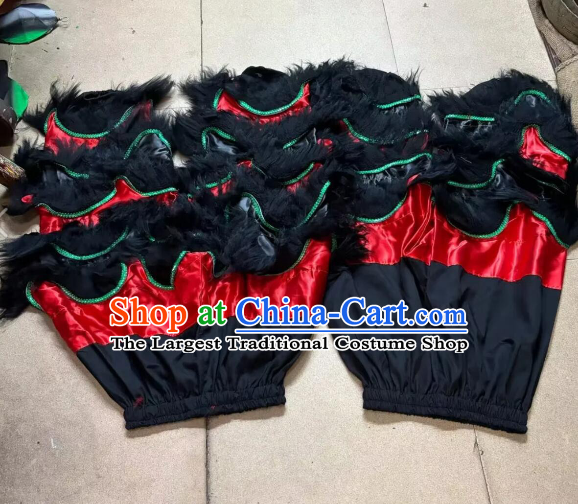 Lion Dance Performance Trousers 2 Handmade Black Woolen Pants Chinese Traditional Lion Dance Pants