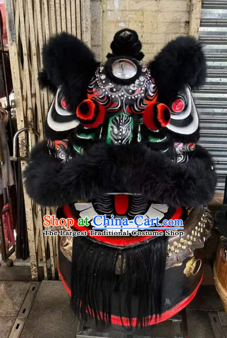 Chinese Professional Dancing Lion Top Black Wool Fut San Lion Handmade Dance Lion Costume Complete Set