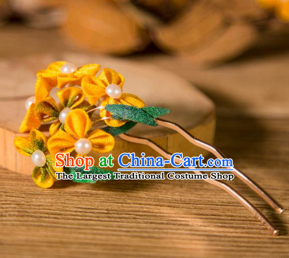 China Ancient Song Dynasty Young Lady Flower Headpiece Handmade Hairpin Hanfu Hair Jewelry