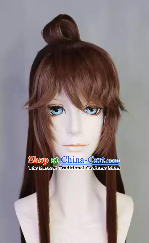 Code Name Yuan Cosplay Neiting Xiuluo Brown Wig Handmade Customize Hairpiece Ancient China Swordsman Headwear