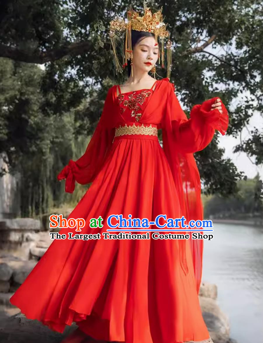 Ancient Chinese Princess Clothing Red Tang Dynasty Infanta Fairy Dress Traditional Hanfu Online Shop