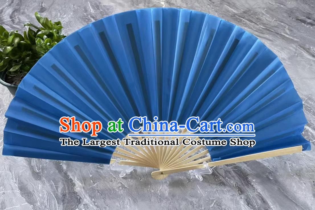 Handmade Deep Blue Double Sided Folding Fan Bian Lian Silk Fan China Sichuan Opera Face Changing Bamboo Fan