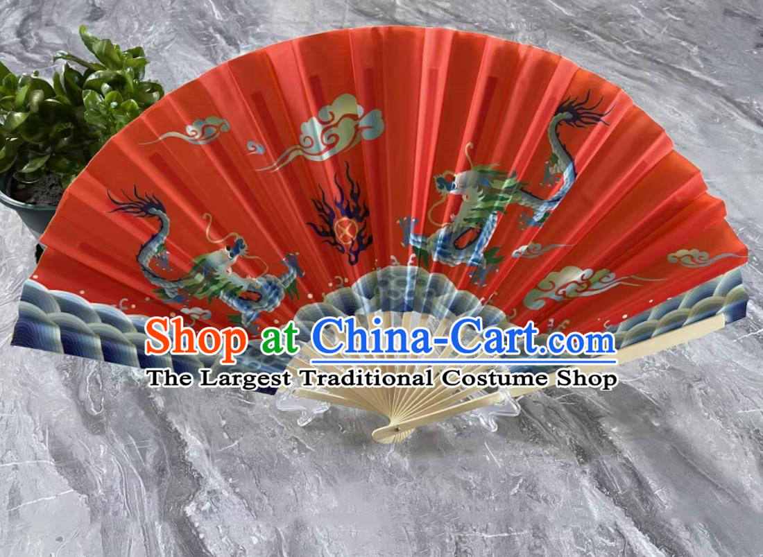 China Sichuan Opera Face Changing Bamboo Fan Handmade Red Printed Folding Fan Bian Lian Fan