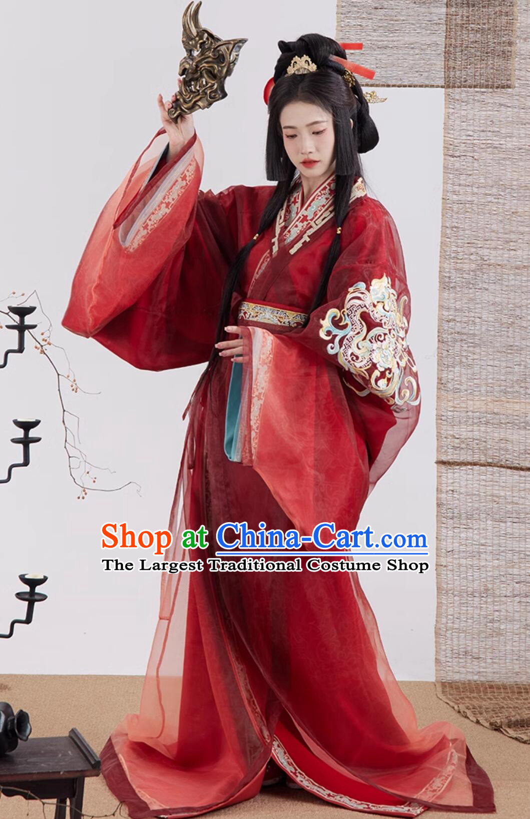 Chinese Warring States Time Princess Red Dress Traditional Woman Hanfu Ancient China Palace Lady Costume