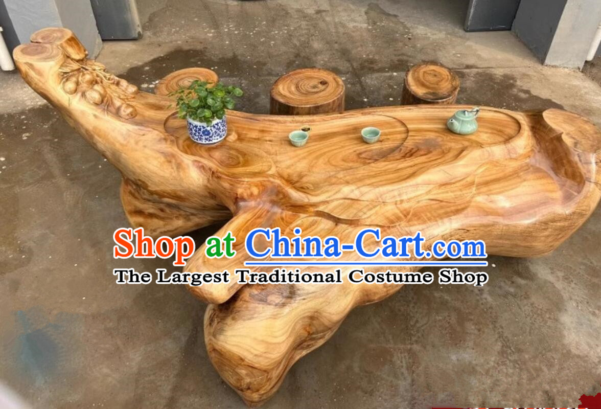 Hand Carved Fruitful Results Chinese Stunning Tree Root Tea Table