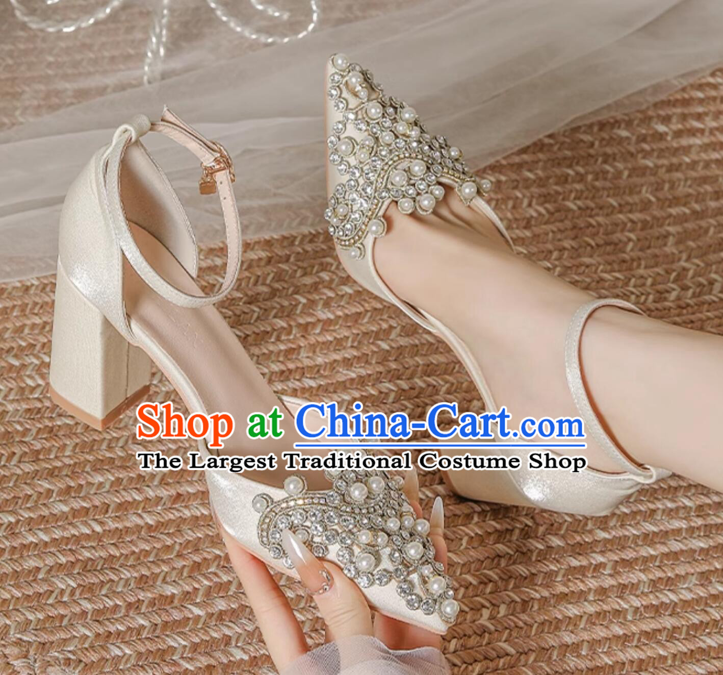 Champagne Wedding Shoes French Fashion Shoes 5cm Heeled Shoes Bride Shoes