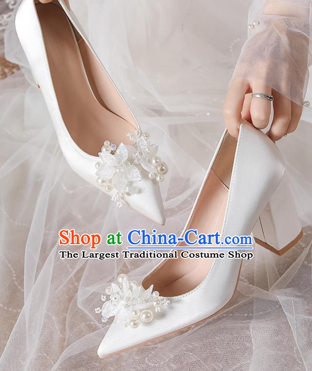 Top 5cm Heeled Shoes Bride Shoes White Wedding Shoes French Fashion Shoes
