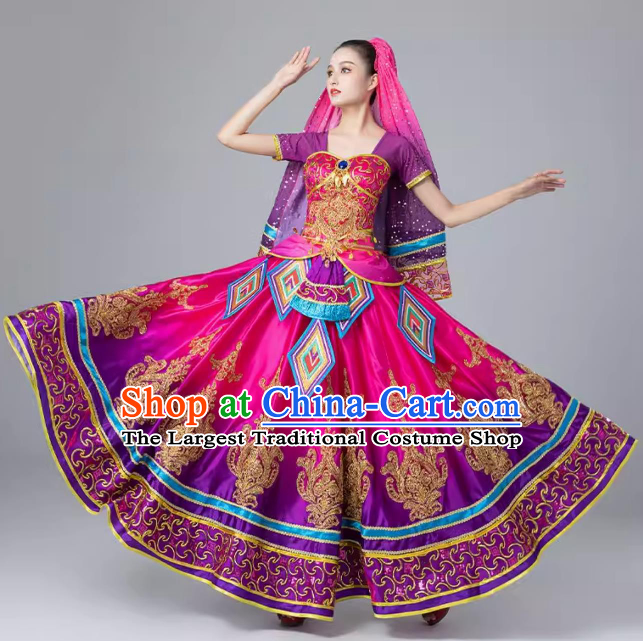 Indian Dance Performance Attire Female Exotic Dance Dress Belly Dance Costume China Xinjiang Dance Uyghur Clothing