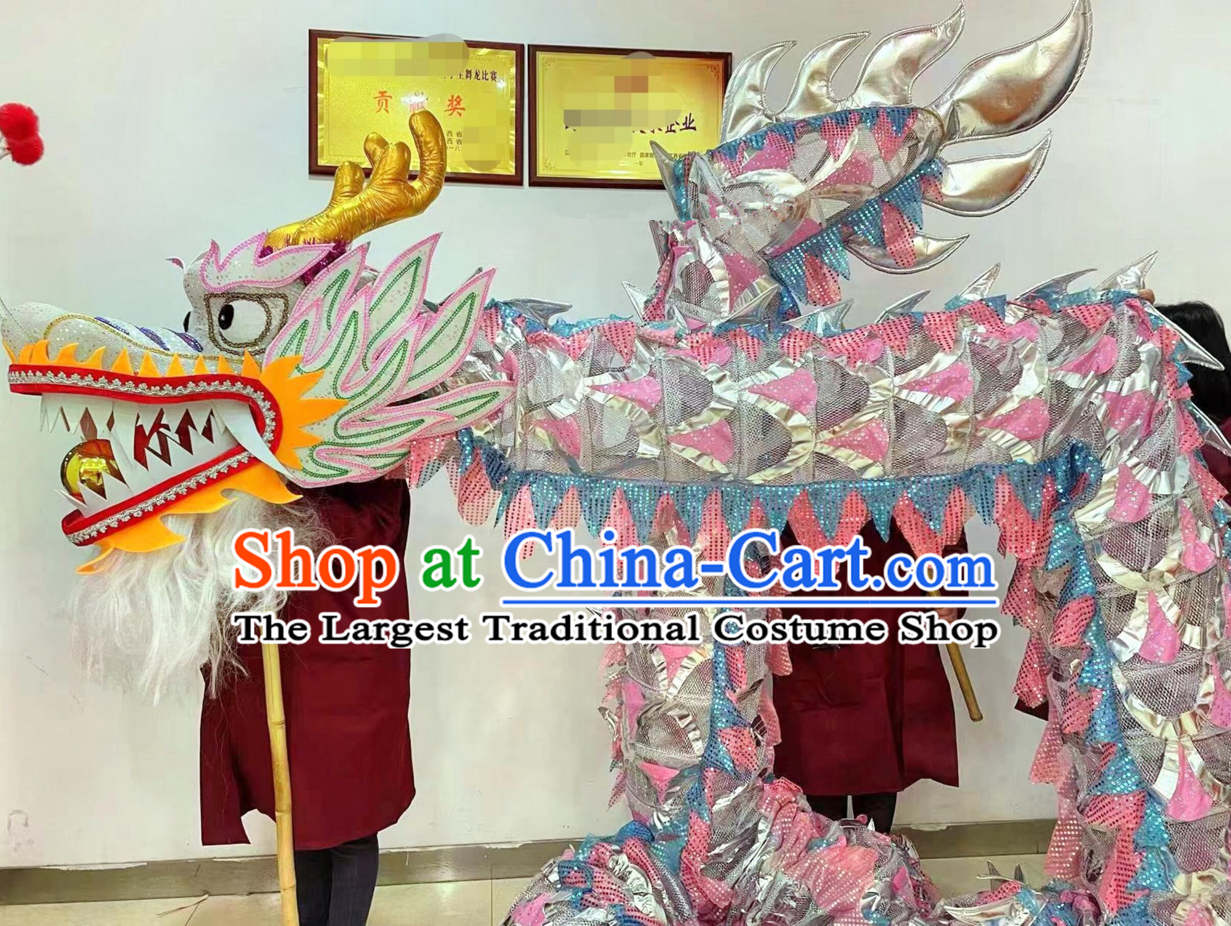 Pink Chinese Dragon Dance Net Costume Celebration Parade Dragon Costume Professional Competition Dragon Dancing Prop