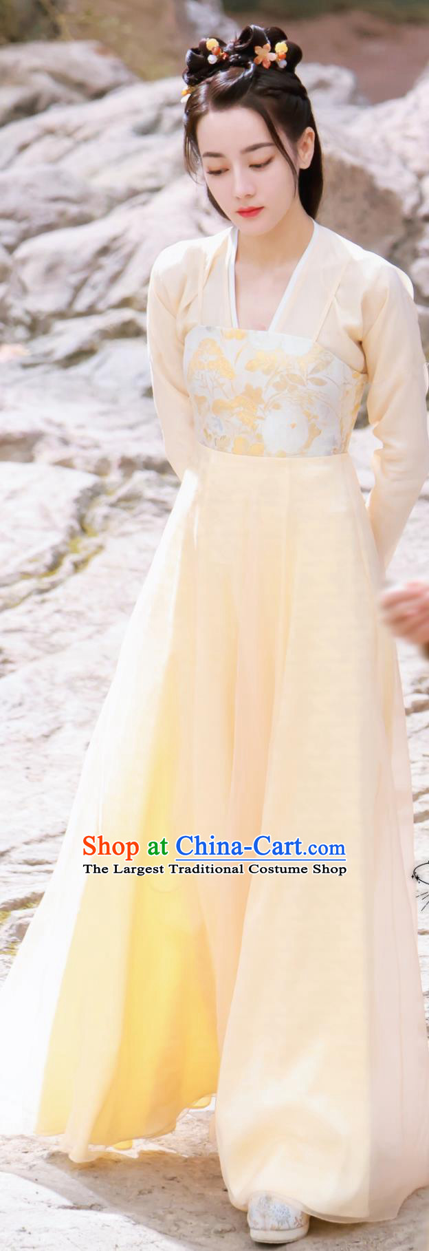 TV Series The Legend of An Le Heroine Ren An Le Yellow Dress Ancient China Swordswoman Clothing Traditional Woman Hanfu